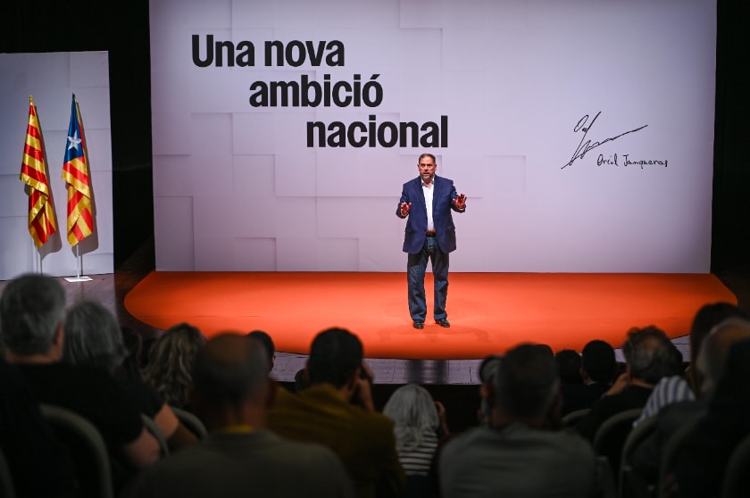 Oriol Junqueras en un moment de la conferència