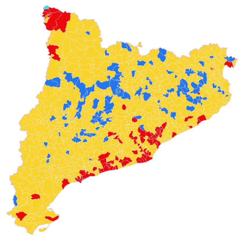  Els republicans han tenyit de groc 747 municipis de Catalunya 