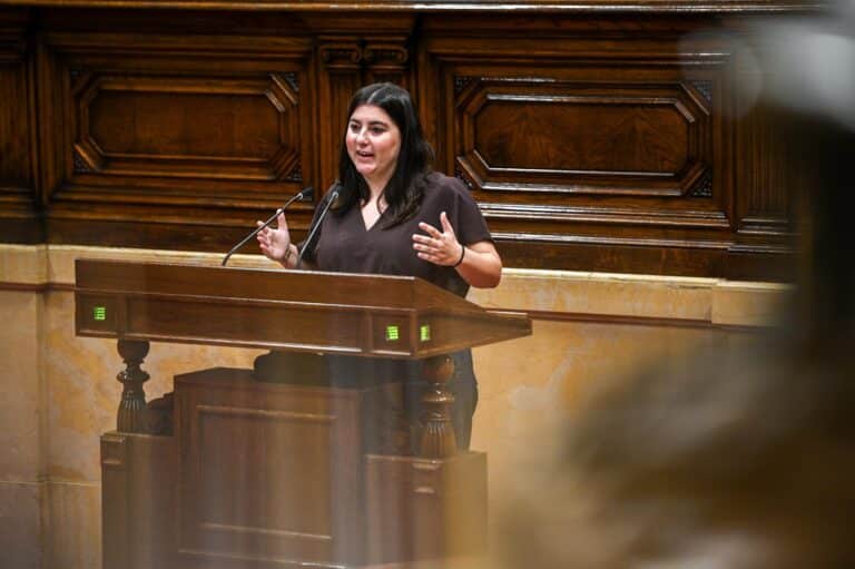 La diputada d'Esquerra Republicana Mar Besses intervé al ple del Parlament. PAULA ROQUE