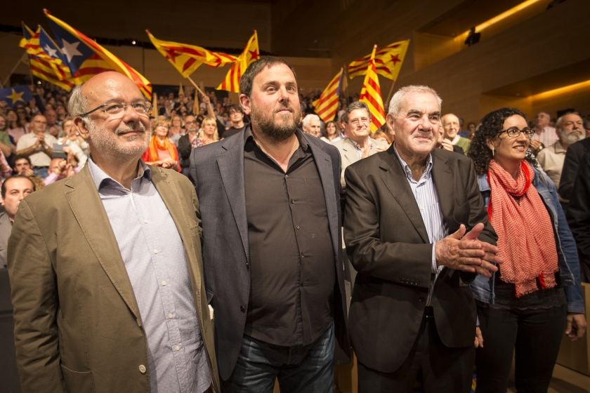 Ernest Maragall con Oriol Junqueras, Marta Rovira y Josep-Maria Terricabras