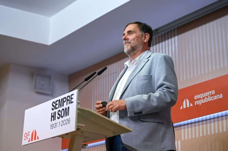 Oriol Junqueras abans de començar la roda de premsa