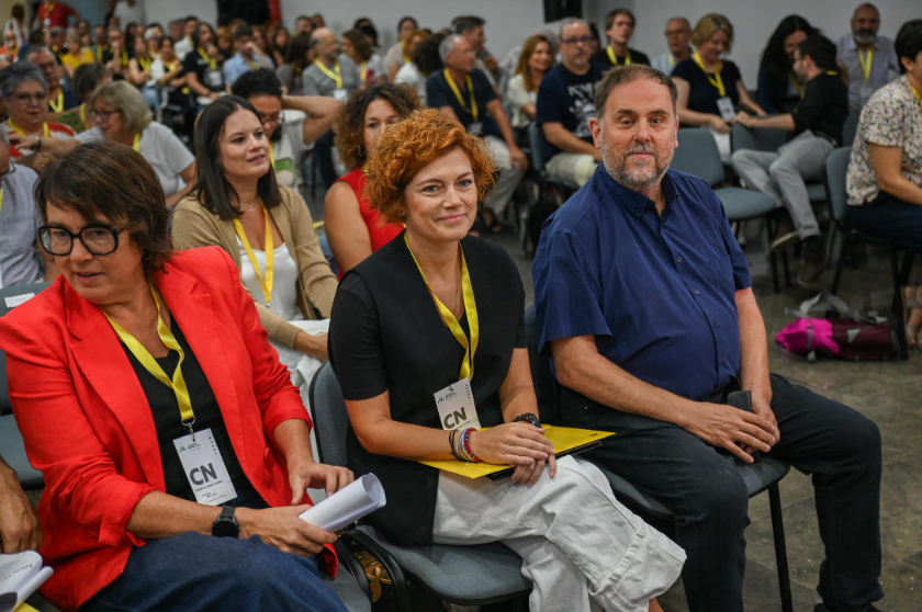  Diana Riba, Elisenda Alamany i Oriol Junqueras, aquest dissabte al Consell Nacional. PAULA ROQUE 