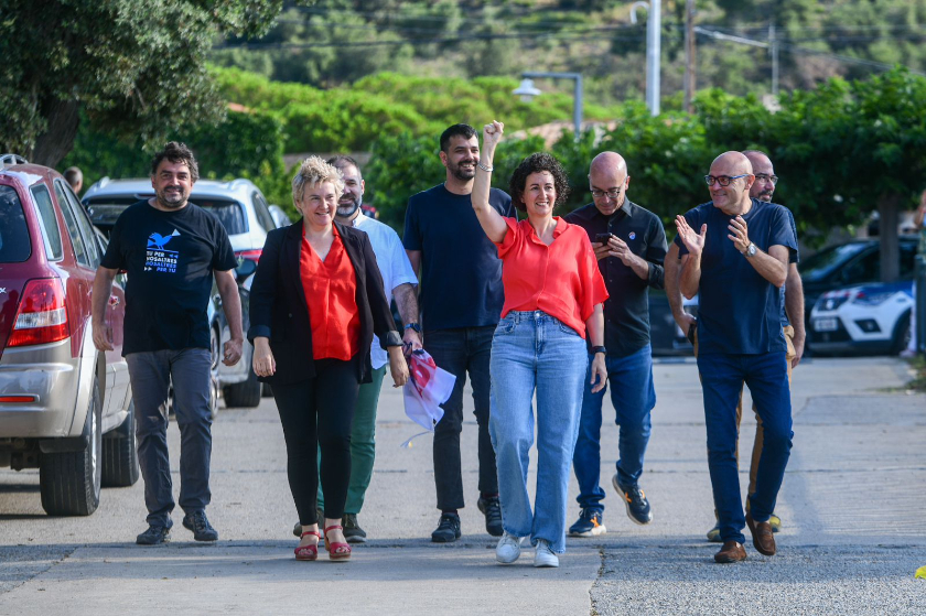  Marta Rovira arriba a Cantallops acompanyada de la resta de persones encausades per Tsunami Democràtic. MARC PUIG 