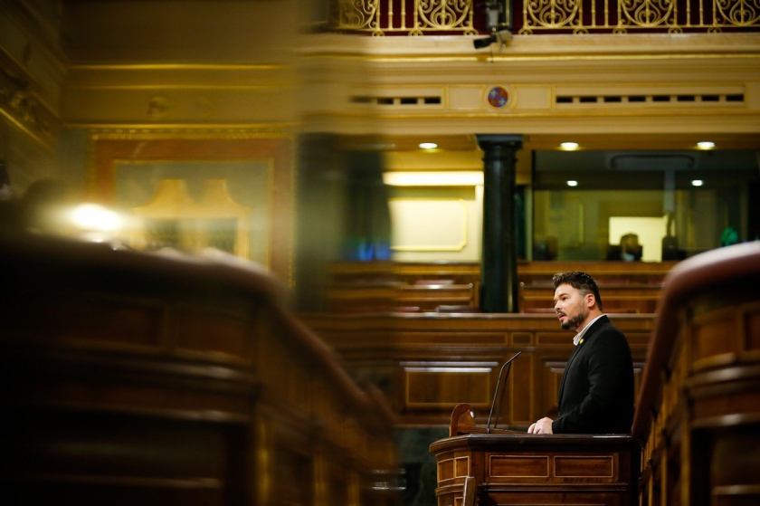  El portaveu republicà al Congrés, Gabriel Rufián, durant la seva intervenció al ple. 