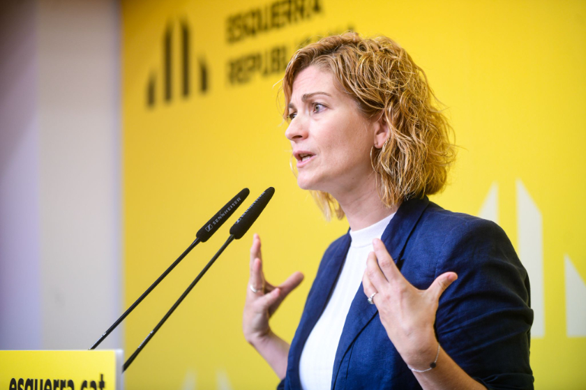  La portaveu d'Esquerra Republicana, Raquel Sans, en roda de premsa. MARC PUIG 