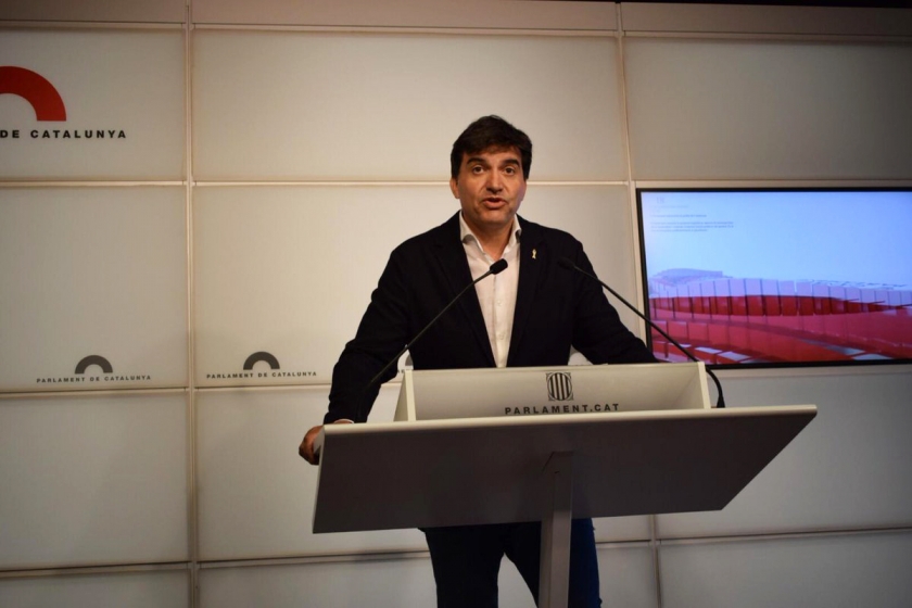  Sergi Sabrià, president del Grup Republicà, durant la roda de premsa al Parlament 