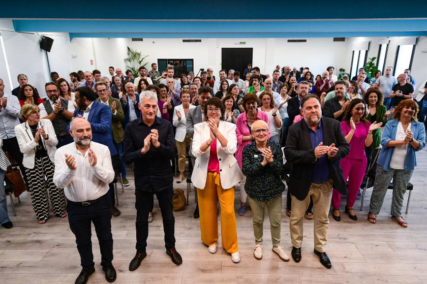  Nestor Rego, Oskar Matute, Diana Riba, Mercè Chumillas i Oriol Junqueras, a l'acte d'avui a Madrid / Marc Puig 