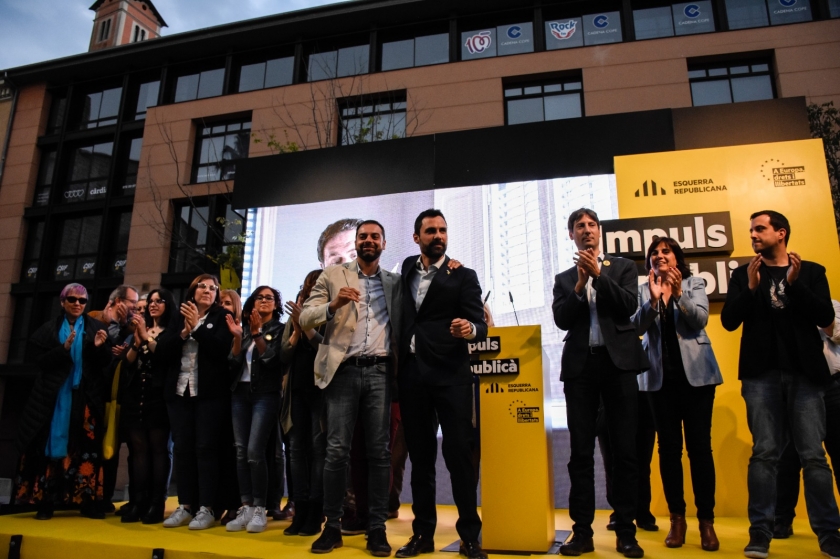  El segon acte de la campanya del 26M s'ha fet a la Plaça de Santa Susanna de Girona / Paula Roque 