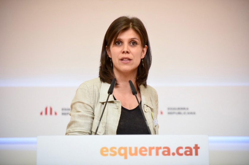  La portaveu d'Esquerra Republicana, Marta Vilalta, durant la roda de premsa d'avui 