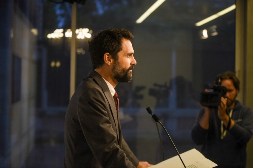  El president del Parlament, Roger Torrent, durant la roda de premsa / Marc Puig 