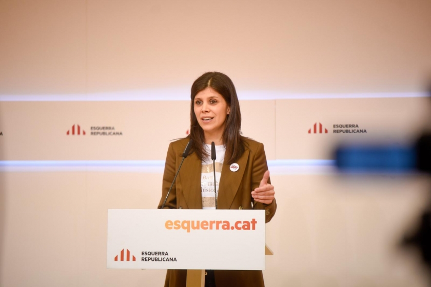 La portaveu d'Esquerra Republicana, Marta Vilalta, durant la roda de premsa / Marc Puig