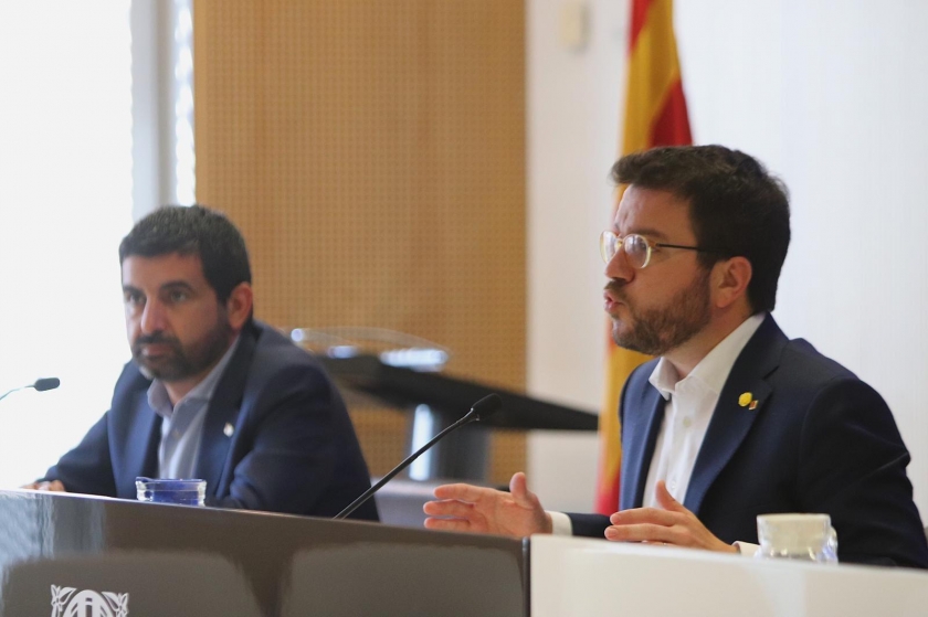  El vicepresident del Govern, Pere Aragonès, i el conseller de Treball, Afers Socials i Famílies, Chakir el Homrani / ACN 