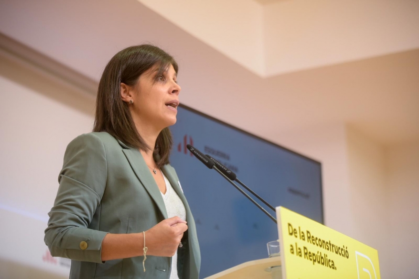  La secretària general adjunta i portaveu d'Esquerra Republicana, Marta Vilalta, durant la roda de premsa / Marc Puig 