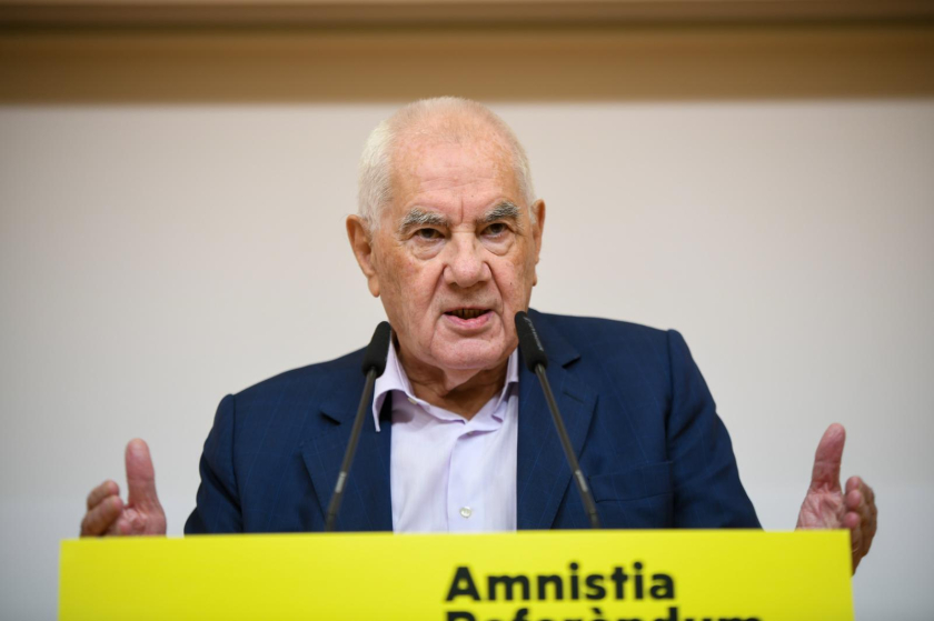  Ernest Maragall, durant la roda de premsa a la Seu Nacional d'Esquerra Republicana / Marc Puig 