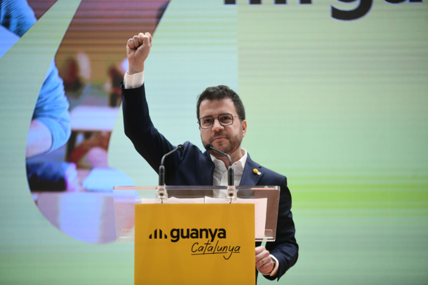  El president Aragonès a l'acabar el seu discurs / Marc Puig 