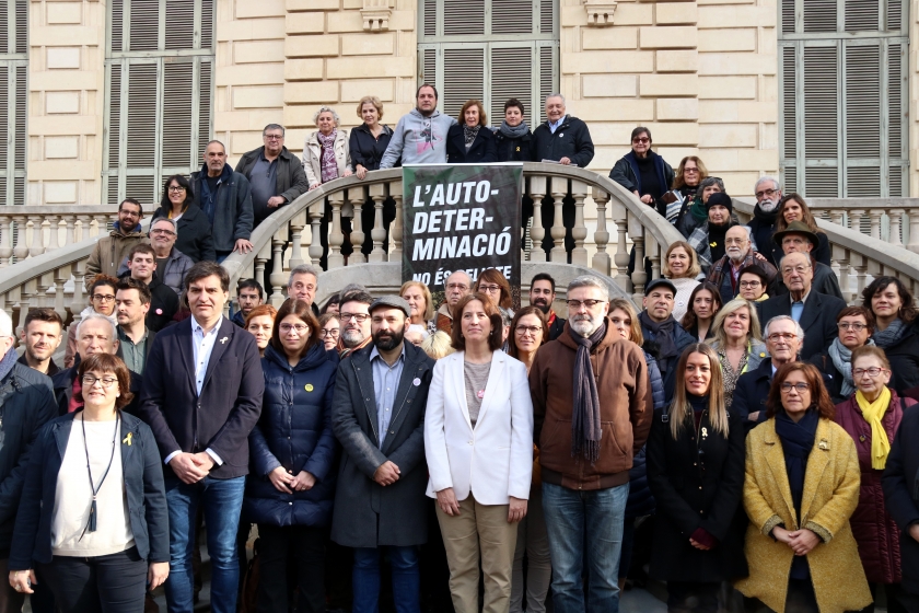 Imatge de l'acte de presentació de les mobilitzacions de protesta al judici sota el lema 'L'autodeterminació no és delicte' / ACN 