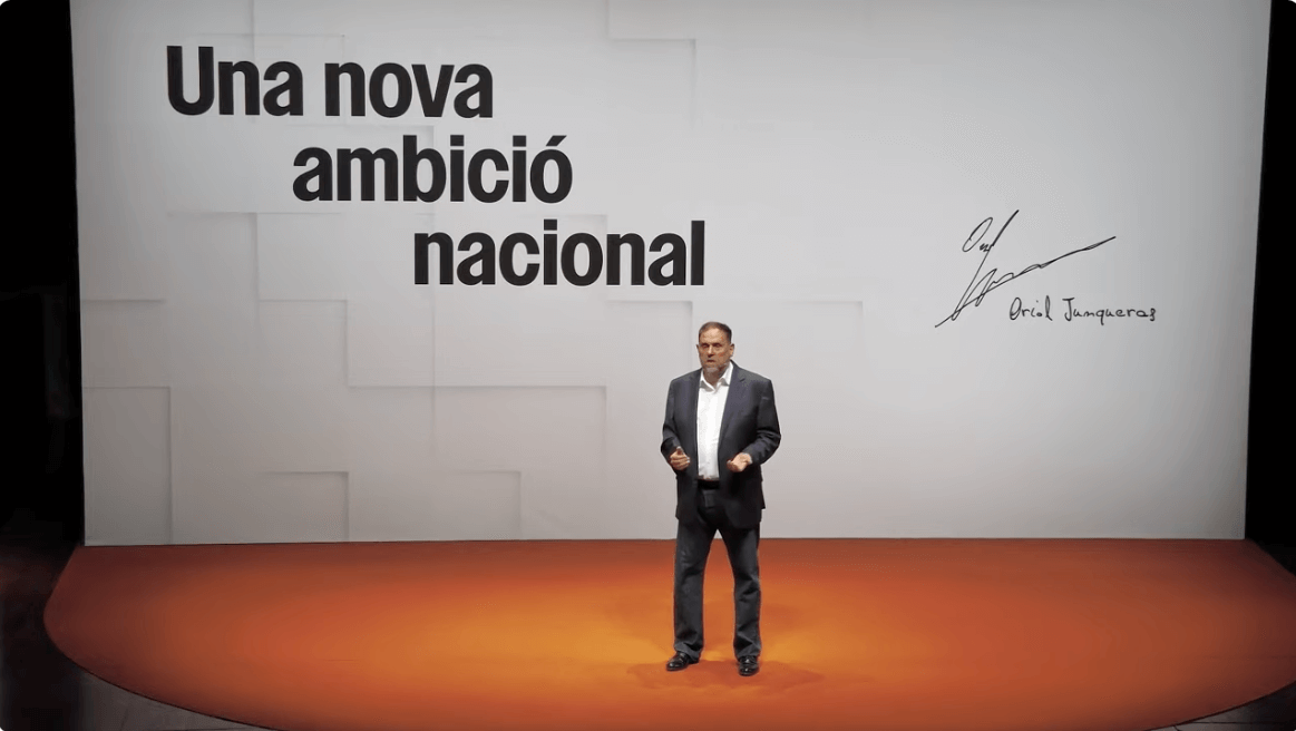 Captura de pantalla del vídeo de la conferència "Una nova ambició nacional" d'Oriol Junqueras
