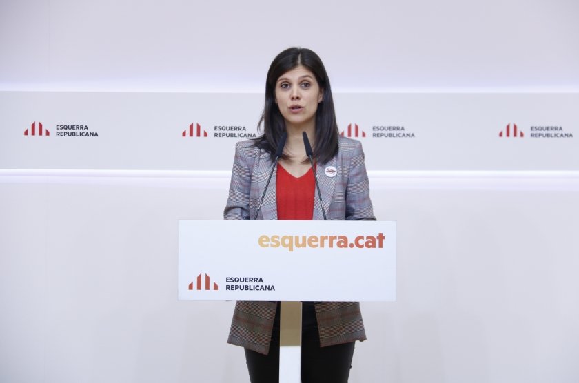  La secretària general adjunta i portaveu d'Esquerra, Marta Vilalta, durant la roda de premsa d'avui / ACN 