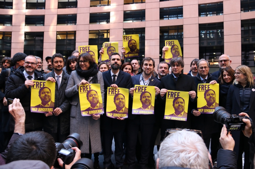  Representants de partits sobiranistes reivindiquen Oriol Junqueras a Estrasburg / ACN 