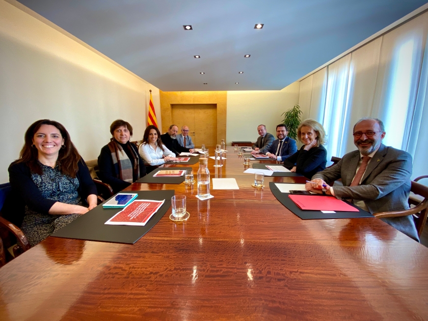  El vicepresident del Govern, Pere Aragonès, i la consellera de Cultura, Mariàngela Vilallonga, s’han reunit avui amb representants de la Plataforma Actua Cultura / ACN 