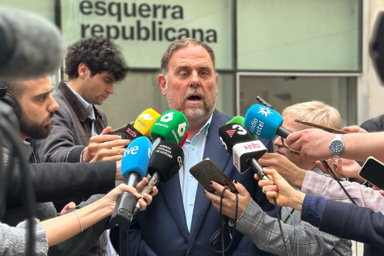 Imatge d'Oriol Junqueras fent declaracions sobre l'aval del TJUE