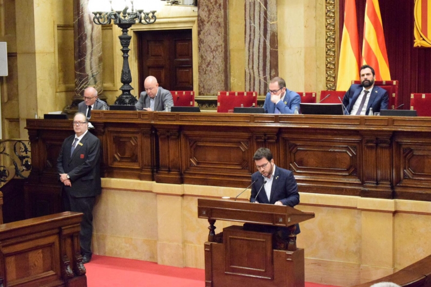  El vicepresident del Govern, Pere Aragonès, durant la seva intervenció al Parlament 