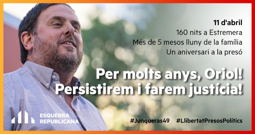Oriol Junqueras celebra l’aniversari a la presó