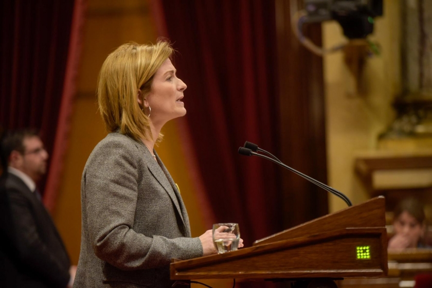  La diputada republicana Raquel Sans, durant la seva intervenció d'avui al Parlament 