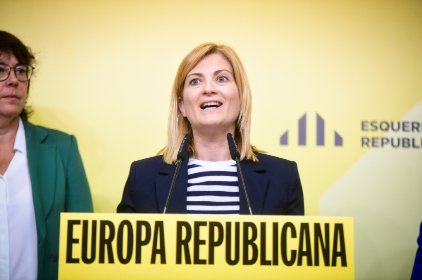  Raquel Sans durant la roda de premsa. / Marc Puig 